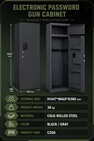 Caja Fuerte Electrónica con Contraseña para Armas, Llaves de Emergencia, Luz LED, Acero Laminado en Frío, Almacenamiento de Artículos Largos, para Hogar, Oficina, Comercial