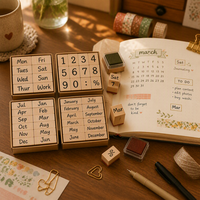 Ensemble de tampons en caoutchouc en bois avec chiffres et dates, tampons réutilisables à prise facile pour la création de cartes pour enfants, le scrapbooking, le journaling, les fournitures scolaires