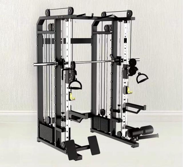 Professional Multi-functional Gym Equipment Trainer Squat Rack Smith Machine-Steel Construction Durable Adjustable for Arms Legs