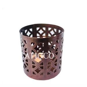 Antique Square Circle Iron Votive Holders Copper Metal Tea Light Candle Holder Home Decor Party <b>Table</b> Shelves Atiqco Handmade - Product Image 1