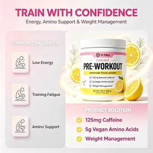 Amino Pre-Entrenamiento en Polvo Sabor Limonada Rosa 125mg Cafeína Natural Aminoácidos Veganos Impulso de Energía Control de Peso Dietético - Product Image 3
