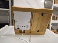 Vente flash - Horloge de table numérique LCD en bambou avec chargeur sans fil - Horloge électronique en bois avec température et humidité