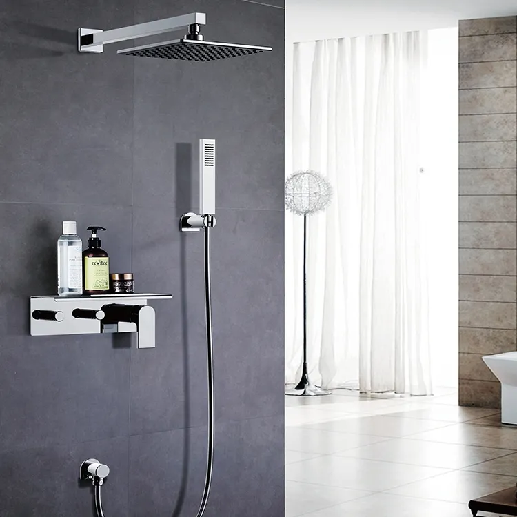 wandmontage enkele hendel messing bad en douche combinatie