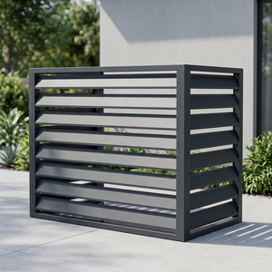 Modern <b>Rectangle</b> Metal Slat Fence <b>Planter</b> Box with UV Resistant Painted Finish 3D Modeling Service for Backyard Landscape Decor - Product Image 1