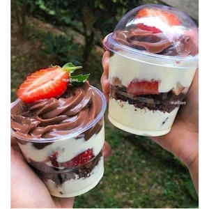 Gobelets en plastique <span class=keywords><strong>PP</strong></span> jetables en forme de U de 250ml 360ml pour thé au lait mini gobelets à emporter pour yaourt, pudding, dessert crème glacée avec couvercles - Product Image 5