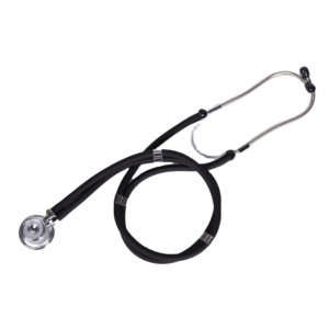 Stetoskop Kepala Baja Tahan Karat Paduan Seng Dua Tabung Dua Sisi Dua Membran Manual Medis Bersertifikasi CE Garansi 1 Tahun - Product Image 1