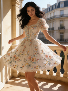 Tela de Encaje con Lentejuelas y Bordado de Malla Ecológica Blinglace, Diseño Floral, Estilo Vintage Francés, Ideal para Vestidos - Product Image 4