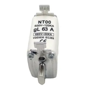 HRC Ceramic NH or NT Type Blade Fuse machine Block Links with 500V gG 63A NT00 low voltage hrc fuse link