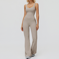 Combinaison de yoga une pièce personnalisée en nylon à jambes évasées, tenue de sport pour femme