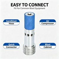 Buse de sablage Venturi ultra-courte Born Machinery 170 mm, trou intérieur 9,5 mm, en alliage d'aluminium aéronautique et carbure de tungstène