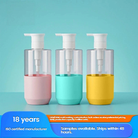 Bouteille pompe à lotion personnalisée en PET 300 ml bicolore pour shampoing et soins capillaires, rechargeable et vide