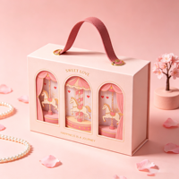 Boîte cadeau rose de luxe en gros avec poignée, thème carrousel, pour emballage de parfums, cosmétiques et bijoux de luxe