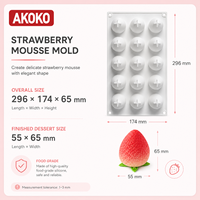 Akoko 15 Aardbeienmousse Cake Siliconenvorm Frans Westelijk Gebak Chocoladefruit Dessert Bakvorm