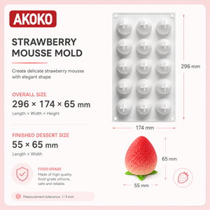 Molde de Silicona con Forma de Fresa para Repostería <span class=keywords><strong>Francesa</strong></span>, Chocolate y <span class=keywords><strong>Postres</strong></span>, Fácil de Desmoldar, Apto para Alimentos - Product Image 2