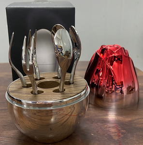 Creative Mood <strong>Egg</strong> <strong>Shape</strong> Spoon <strong>Holder</strong> 6 Pieces Stainless Steel Coffee Spoon Fruit Fork <strong>Cutlery</strong> in <strong>Egg</strong> for Coffee Shop - Product Image 5