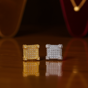 Orecchini a Perno Geometrici Trendy Placcati Oro in Lega di Zinco con Cristalli e Strass Micro-Incastonati, Gioielli da Festa Unisex, Orecchini alla Moda - Product Image 2