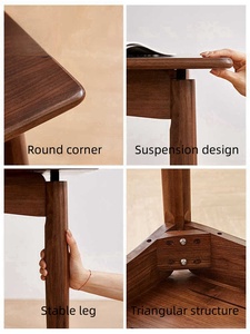 Set da Pranzo in Noce Nero Nordamericano Massiccio - Tavolo da Pranzo Retrò di Lusso Minimalista con Sedie - Product Image 4