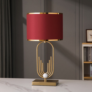 HOOYI Hotel Luxury Modern White Fabric Lamp Shade Desk Lamp Home decorativo Night Light lampada da comodino Iron Ce AC Round 70 - Product Image 5