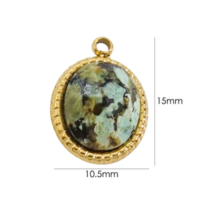 Pendentif ovale en pierre naturelle colorée en acier inoxydable 14k délicat de 10,5x15 mm pour la fabrication de bijoux - Product Image 5