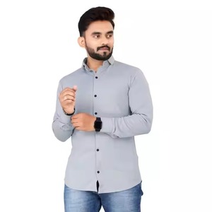 Nouvelle arrivée Chemise unie à manches longues pour homme Spandex extensible et respirant, disponible en différentes couleurs au prix de gros - Product Image 6