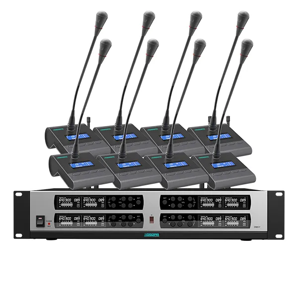 8 channel PLL true diversity uhf wireless conference microphone system