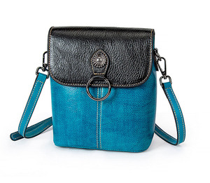 Bolsa Transversal Vintage em Couro Genuíno com Estampa em Relevo, Bolsa de Ombro Retro Feita à Mão em Couro Bovino Envelhecido, Bolsa Clássica para Mulheres - Product Image 2