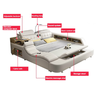 Lits Intelligents Modernes en Cuir Vente en Gros, Lit Multifonctionnel Intelligent Avec Massage et Rangement, Taille King
