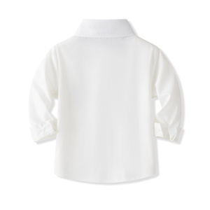 Catpapa Vente en gros Ensemble <span class=keywords><strong>3</strong></span> pièces pour garçons : Chemise blanche, <span class=keywords><strong>pantalon</strong></span> à bretelles bleu marine et nœud papillon – Tenue de cérémonie pour garçon d'honneur - Product Image 4