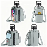 Sac de transport personnalisé pour bouteille d'eau de sport, support magnétique, pochette étanche en néoprène pour téléphone, porte-monnaie, accès à l'écran transparent, réglable