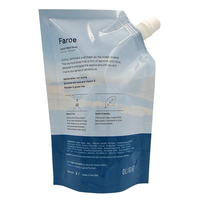 Pochette transparente en plastique avec impression double face, à fond plat, avec bec verseur pour l'emballage de savon liquide pour les mains, sac de 414 ml