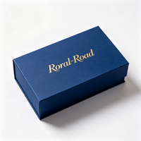 Caja Cosmética Plegable de Cartón Personalizada, Estampado en Caliente Dorado Royal-Road y Grabado en Relieve Azul, Empaque de Maquillaje Reciclable para Cuidado de la Piel