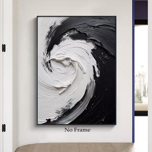 Décoration Murale Moderne Abstraite Toile Peinte à la Main Noir et Blanc Nature Morte Peinte à l'Huile Encadrée Arts Décoratifs - Product Image 2