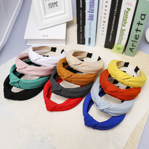 Diadema anudada sólida a la moda, toalla de franela elástica naranja, banda para el pelo para mujer, diadema elástica para un aspecto elegante - Product Image 1