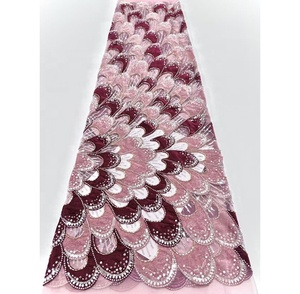 035 2026 Tissu de <span class=keywords><strong>dentelle</strong></span> nigériane française artisanale de haute qualité, <span class=keywords><strong>dentelle</strong></span> à sequins et strass pour femmes, vente en gros - Product Image 2