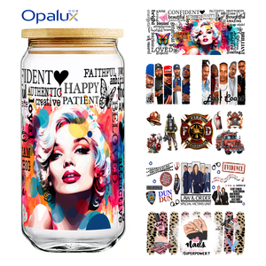 Autocollants de transfert pour gobelet en vinyle UV DTF de la série Star, 16 oz, décoration de gobelet, style de star célèbre, chanteur, acteur, professionnel, facile à utiliser - Product Image 1