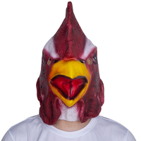 Masque de coq en latex intégral, rouge/blanc, texture réaliste froissée, bec jaune vif, coquille rouge, doux et confortable, pour Halloween et cosplay