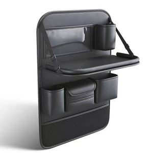 Car <b>Seat</b> Back <b>Storage</b> Bag Large Capacity Leather Rear <b>Seat</b> Organizer With Table For Car Interior Use - Product Image 2
