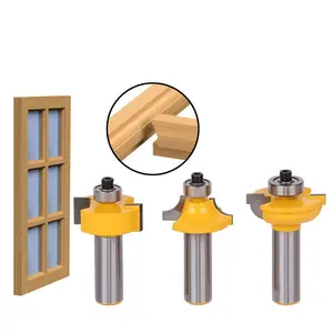 3pcs 12mm 1/2" Shank Router Bit Set Beading Bit Round Over Bead Frame Door T V Shape Milling Cutter For Wood Power Tools 03028