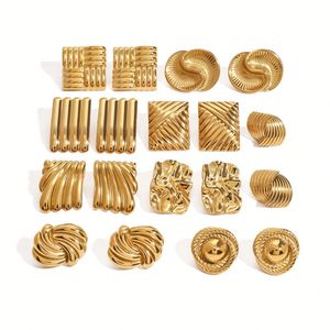 थोक 18k सोने की प्लेटेड स्टेनलेस स्टील सोना क्यूबिक जिरकोनिया सुरुचिपूर्ण छोटे स्टड इयररिंग्स - Product Image 2