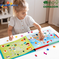 Cadeaux de Noël pour bébés : Livre éducatif interactif et silencieux avec autocollants en gel réutilisables, jouet portable pour la maternelle, pour les tout-petits