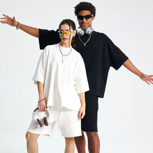 T-shirt ample et court pour homme avec logo personnalisé, 275 g/m², 100 % coton, col rond uni, impression DTG, t-shirt décontracté basique - Product Image 2