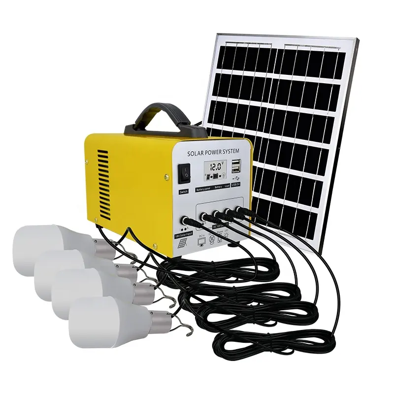 Mini gerador solar portátil inteligente, estação de energia 12v 5w 18w com painel solar luz led para emergência energia de volta para cima
