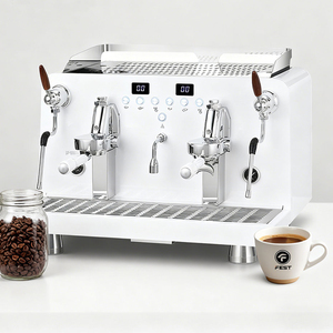 Machine à café électrique professionnelle, industrielle, semi-automatique, en acier inoxydable, à double tête, pour café et restaurant - Product Image 1