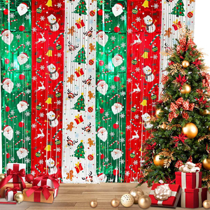 Decoración de Fondo para Fiesta de Navidad, Cortina Transparente con Combinación de Colores Rojo, Blanco y Verde para la Creación de un Escenario Festivo - Product Image 6