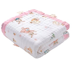 Asciugamano per neonati in garza di cotone a sei strati 110x110 cm, coperta estiva per neonati con motivo a cartoni animati - Product Image 5