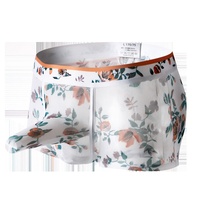 Celana Dalam Boxer Pria Model Mid-Rise Berbahan Mesh Bernapas, Motif Bunga Estetis, Desain Unik dengan Lubang Kelinci, Slim Fit untuk Olahraga