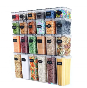 24 Piece Pack Plastic Airtight Dry Pasta Kitchen Organizer Pantry Organization Set Air Tight Food Storage Containers With Lids