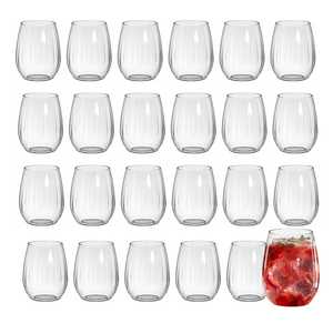 Bicchieri Trasparenti per Liquori 500cc Modello Venezia a Righe, Bicchieri Infrangibili in Plastica - Product Image 1