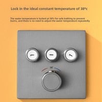 Ensemble de douche thermostatique moderne en cuivre encastré avec commande par bouton-poussoir, pommeau de douche carré à jets pulvérisés/massage/pluie, fixation murale