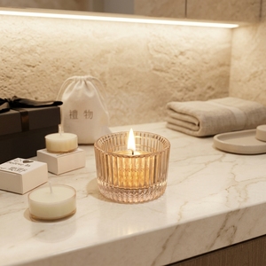 Ensemble de bougies votives <span class=keywords><strong>en</strong></span> <span class=keywords><strong>verre</strong></span> à rayures verticales, multicolores, pour créer une ambiance chaleureuse à la maison, bougies décoratives parfumées - Product Image 2